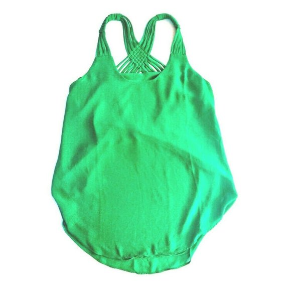 Naked Zebra Tops - Naked Zebra Green Tank Top Racerback Crochet Day S
